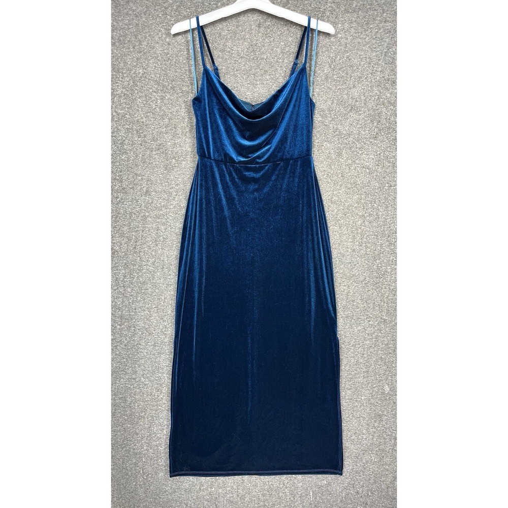 Taylor Velvet Sleeveless Cowlneck Midi Dress Women's 4 Jewel Tone Blue Stretch